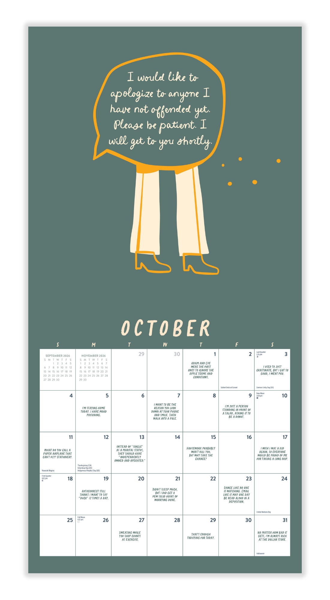 Just Sayin' 2026 Wall Calendar Marble City Press
