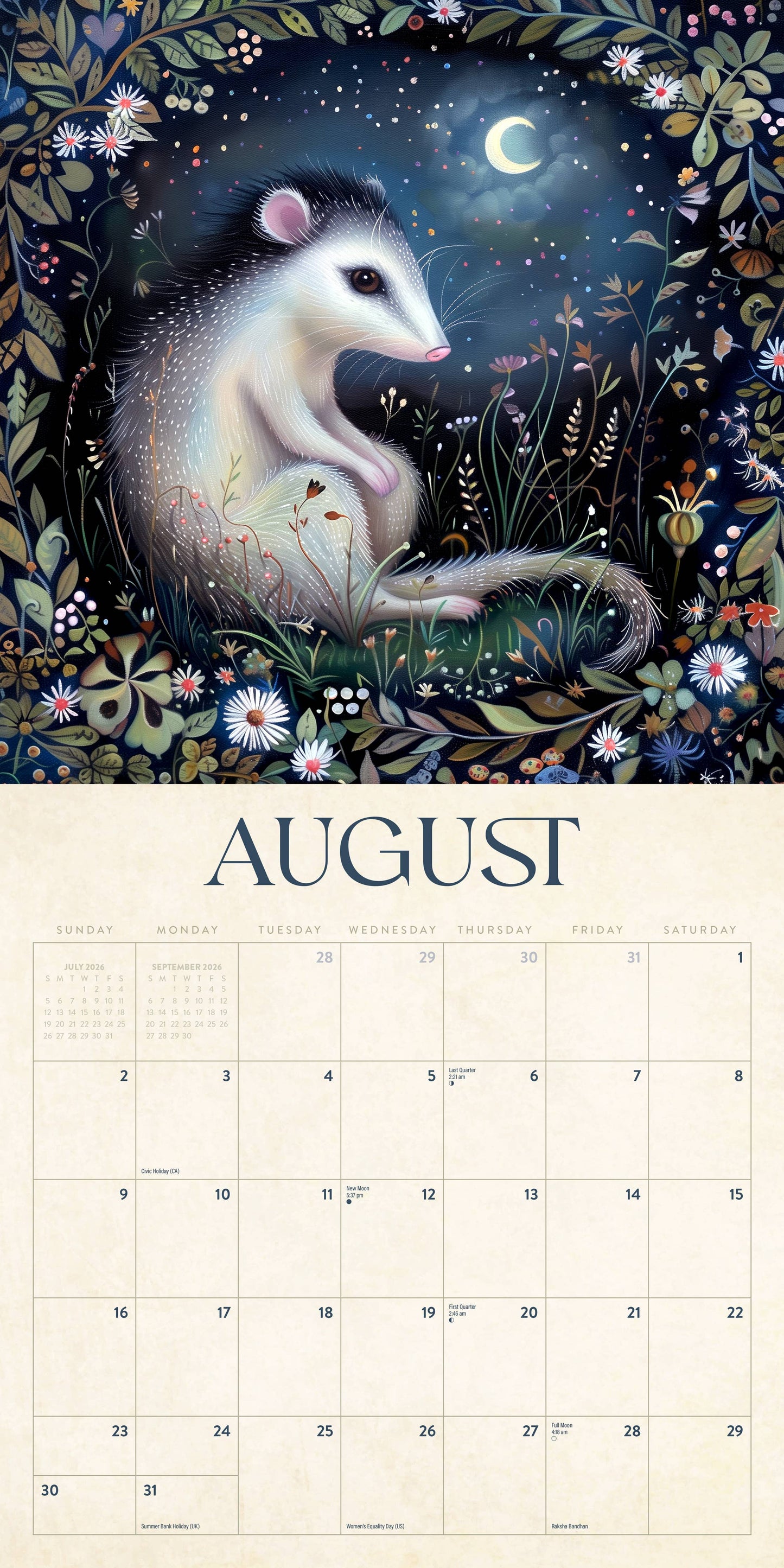 Night Forest 2026 Wall Calendar Marble City Press