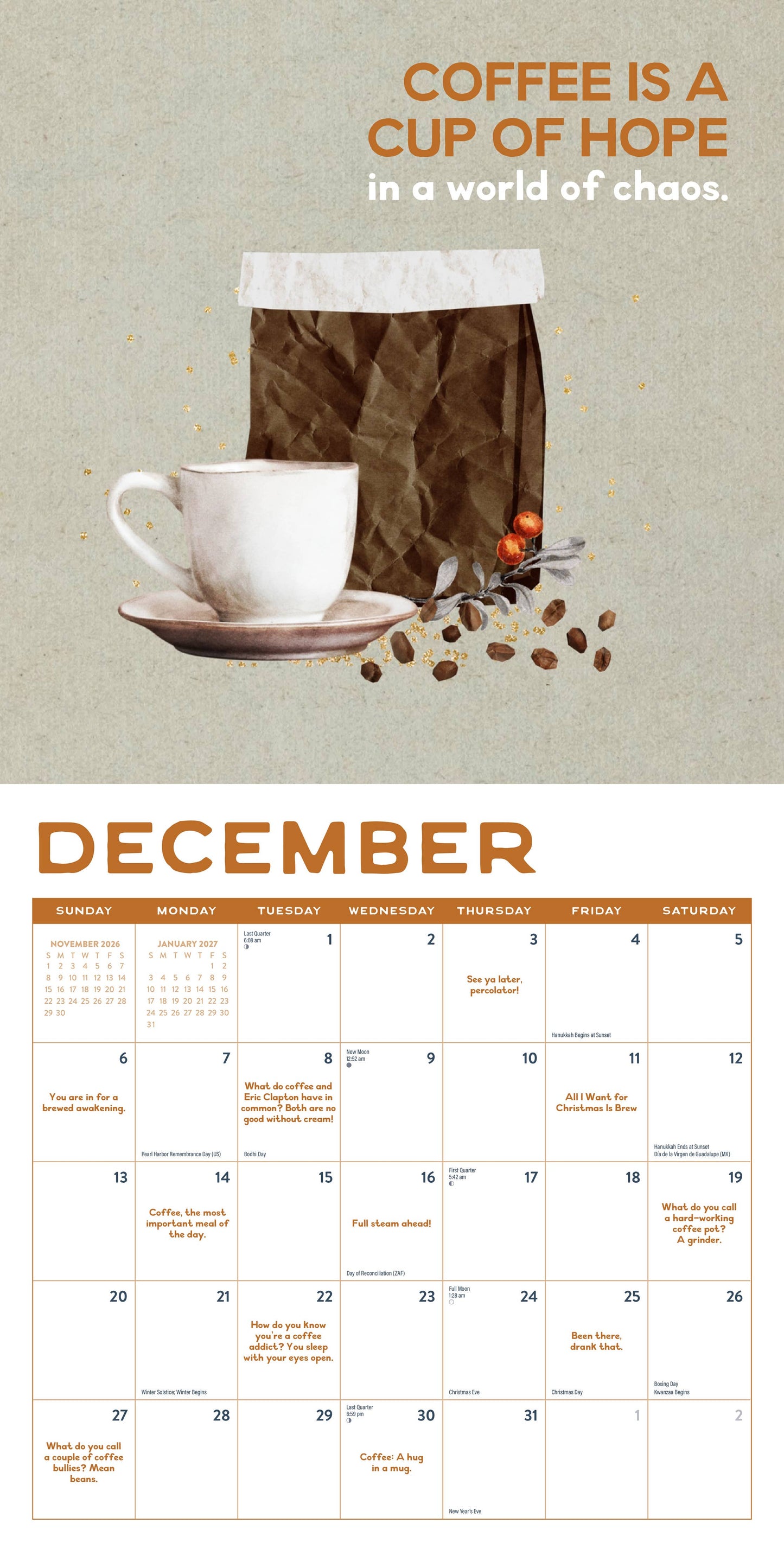 Coffee 2026 Wall Calendar Marble City Press
