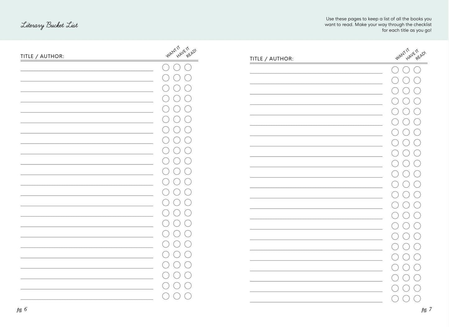 Reading Journal for Teens