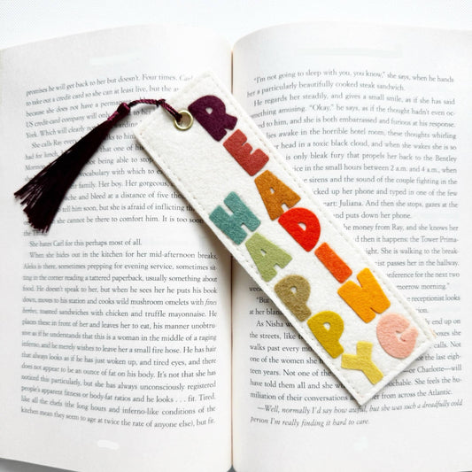 Happy Reading Felt Bookmark 