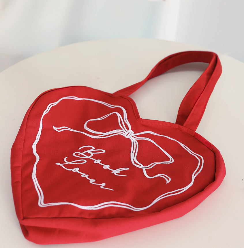 Book Lover Heart Tote Bag