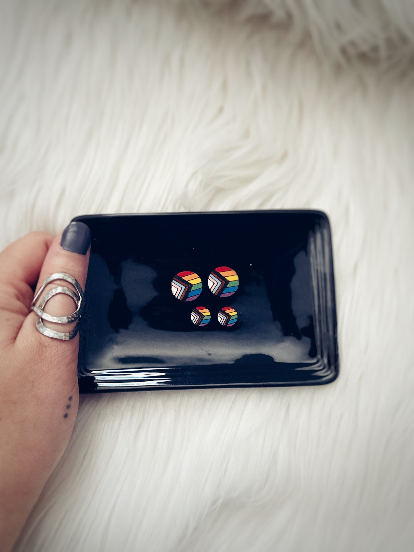 Pride Flag Earrings – Handpainted Wood