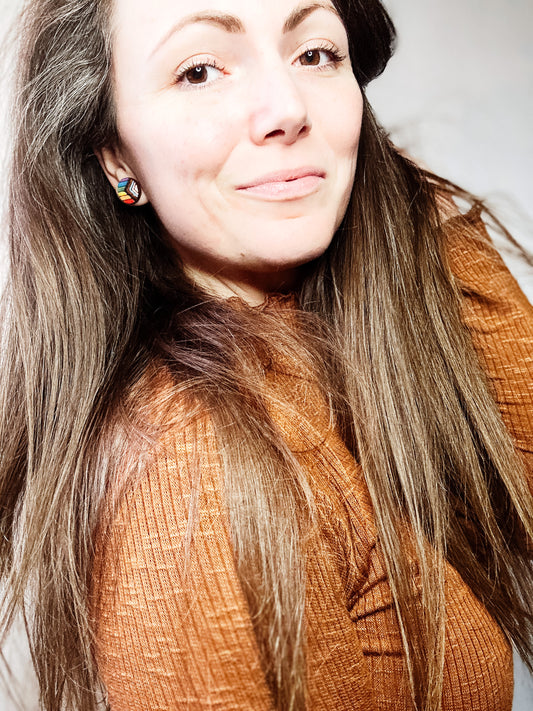 Pride Flag Earrings – Handpainted Wood