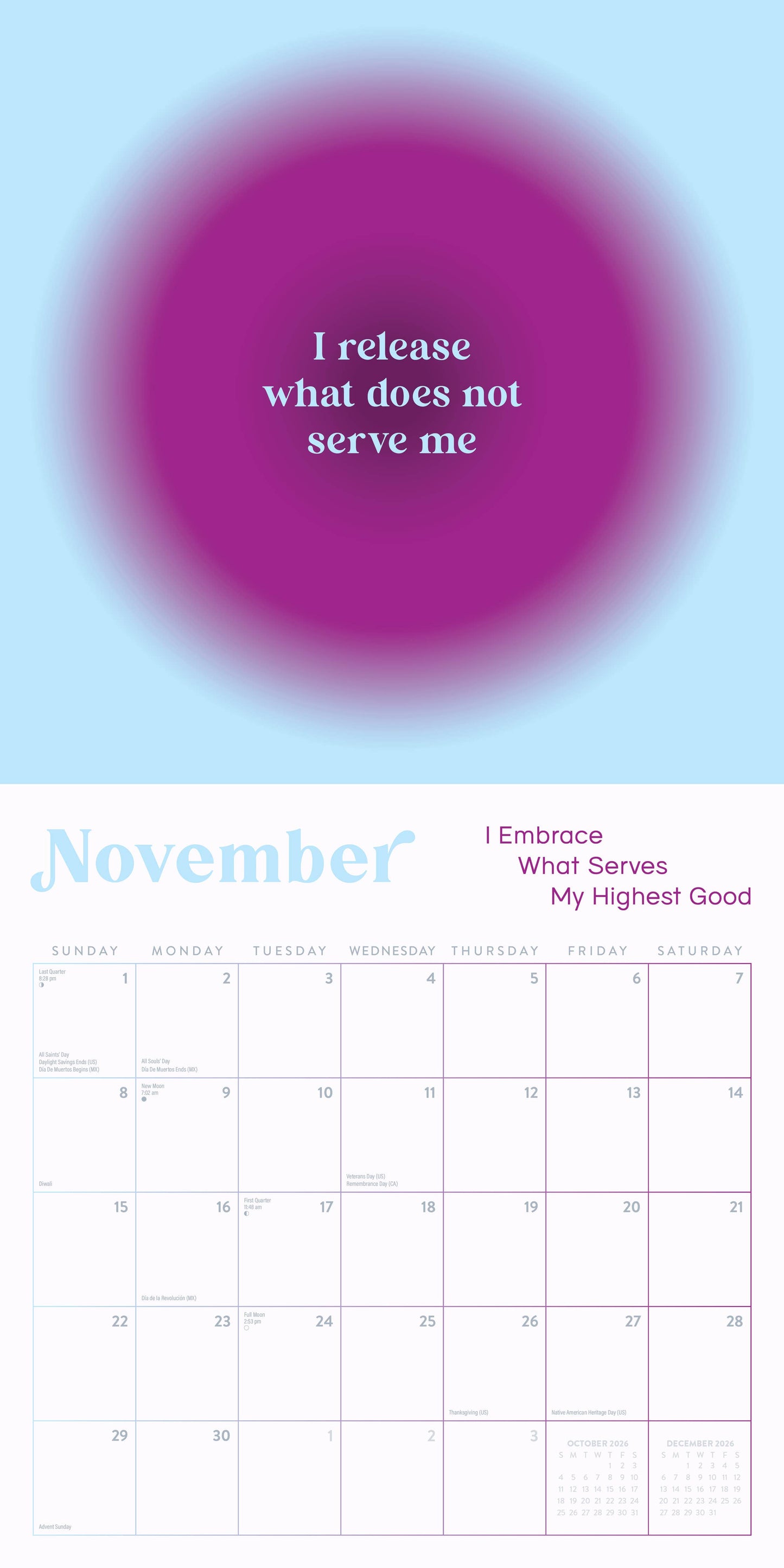 Manifestation 2026 Wall Calendar Marble City Press