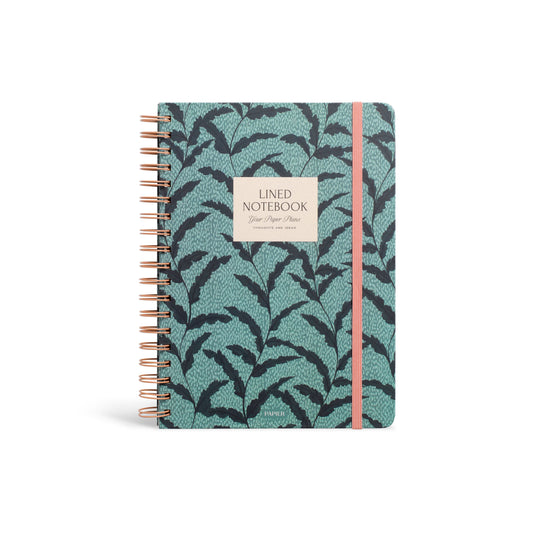Lined Notebook, B5 Hardcover Spiral - Leafy Bean